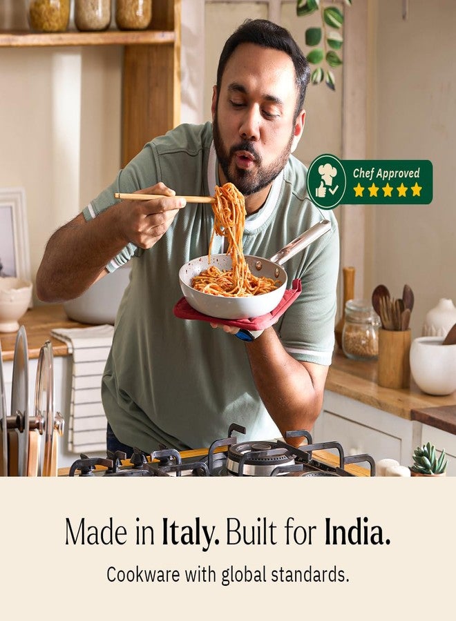 Ember Cookware مقلاة سيراميك أرسيللا من إمبر كوكوير، 20 سم | أواني طهي غير لاصقة وغير سامة | معتمدة من معهد المواصفات الهندية | مقلاة للبيض والأومليت | ملعقة مسطحة واحدة | مقبض فولاذي | خالية من مركبات PFAS وPTFE | ضمان 5 سنوات | تيراكوتا - Image 4